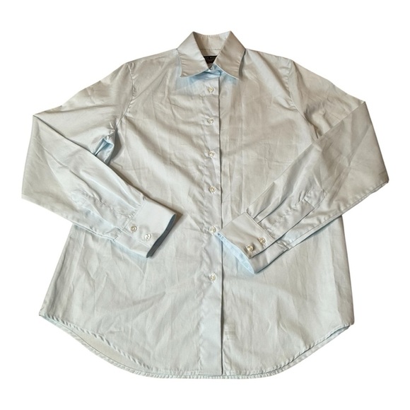 Emma Willis Slim fit Tailored Ice Blue Boyfriend Button Front Cotton Shirt L - Picture 3 of 14